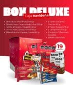 Caja navideña Deluxe con 19 productos Bonafide, chocolates, pan dulce, budines, snacks y dulces para regalos corporativos premium.